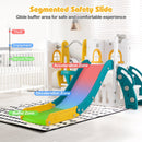 7-in-1 Toddler Swing and Slide Set L-shaped with Ladder and Basketball Hoop