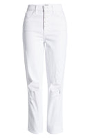 7 For All Mankind High Waist Ripped Button Fly Jeans, Size 24