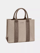David Jones Canvas Tote Handbag with Contrast Leather Handles