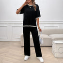 European and American women's spring and summer casual temperament sweater and pants set