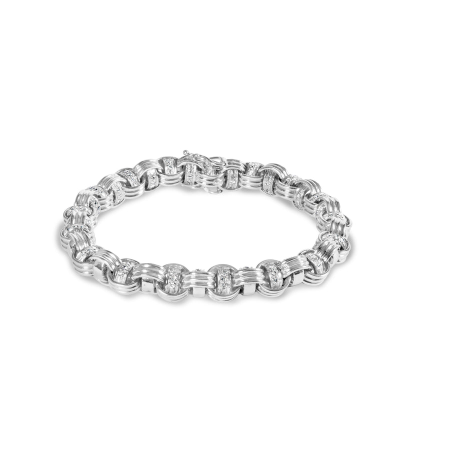 14K White Gold 1/2 Cttw Diamond Knotted Byzantine Link Bracelet (H-I Color, I2-I3 Clarity) - 7