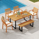 Acacia Wood Outdoor Bench 48 Inch Long Patio Dining Bench