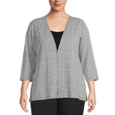 Kasper Womens Snap Front Jacket Plus Textured Cardigan Black 3X