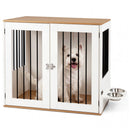 31.5” Dog Crate Furniture Wooden Dog Kennel with Double Lock Doors