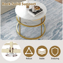 31.5 Inch Round Lift Top Coffee Table with Hidden Compartment and Side Shelves