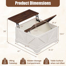 31.5 Inch Square Coffee Table with Lifting Tabletop and Hidden Compartment