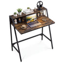 31.5" Industrial Desk with Raised Shelf Metal Frame