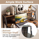 31.5" Industrial Desk with Raised Shelf Metal Frame