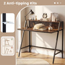 31.5" Industrial Desk with Raised Shelf Metal Frame