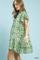Umgee Abstract Print Babydoll Mini Dress