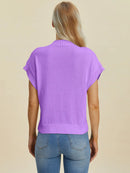 Double Take Full Size Mock Neck Short Sleeve Sweater