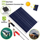 Outdoor Solar Panel 12V 25W Car Battery Charger IP68 Waterproof w/ 3.0A Dual USB Charging Clip Line For RV Car Boat