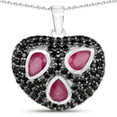 3.28 Carat Genuine Ruby and Black Spinel .925 Sterling Silver Pendant