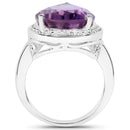 9.00 Carat Genuine Amethyst .925 Sterling Silver Ring