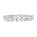 .925 Sterling Silver 1/6 Cttw Round-Cut Diamond Chevron Wave 7.25" Link Bracelet (I-J Color, I3 Clarity)