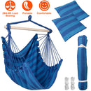Hammock Hanging Chair Canvas Porch Patio Swing Seat Portable Camping Rope Seat Wooden Stick Hammock Chair with 2 Pillows 265LBS Load-bearing