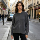Casual Versatile Solid-color Zip-up Knit Cardigan Jacket