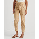 Ralph Lauren Womens Pants Micro-Sanded Twill Cargo Self Belt Bow Tan Cotton