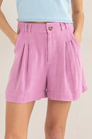 HYFVE High Waist Pleated Linen Shorts