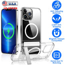 Magnetic Metal Kickstand Clear Case Shockproof Anti Yellowing Phone Cover Compatible with Magsafe Fit for IOS Phone 14 Plus