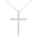.925 Sterling Silver 4.0 Cttw Diamond 2-1/4" Cross Pendant with Box Chain Necklace (I-J Color, I1-I2 Clarity) - 18"