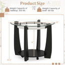 32" 2-Tier Glass Round Coffee Table with Storage Shelf