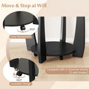32" 2-Tier Glass Round Coffee Table with Storage Shelf