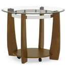 32" 2-Tier Glass Round Coffee Table with Storage Shelf