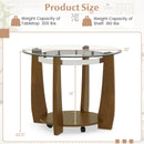 32" 2-Tier Glass Round Coffee Table with Storage Shelf