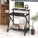 32 Inch Rolling Computer Desk for Small Spaces with Power Outlets