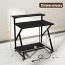 32 Inch Rolling Computer Desk for Small Spaces with Power Outlets
