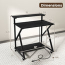 32 Inch Rolling Computer Desk for Small Spaces with Power Outlets