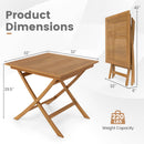 32-Inch Square Teak Wood Patio Dining Table for 4