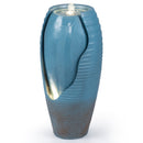 32 Inch Tall Jar Water Fountain with LED Lights and Pump Vintage Ceramic