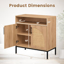 32" Sideboard Buffet Cabinet with 2 Natural Rattan Decorated Doors and Adjustable Shelf