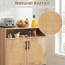 32" Sideboard Buffet Cabinet with 2 Natural Rattan Decorated Doors and Adjustable Shelf