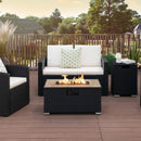 32 x 20 Inch Propane Rattan Fire Pit Table Set with Side Table Tank and Cover