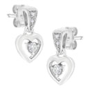 14K White Gold 1/6 Cttw Diamond Dangle Heart Stud Earrings (H-I, SI2-I1)