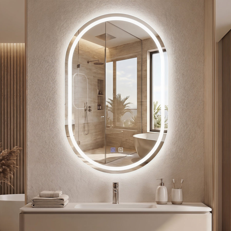 Oval LED Bathroom Mirror 32x20