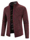 Men's Plus Size Zip-Up Long Sleeve Cardigan