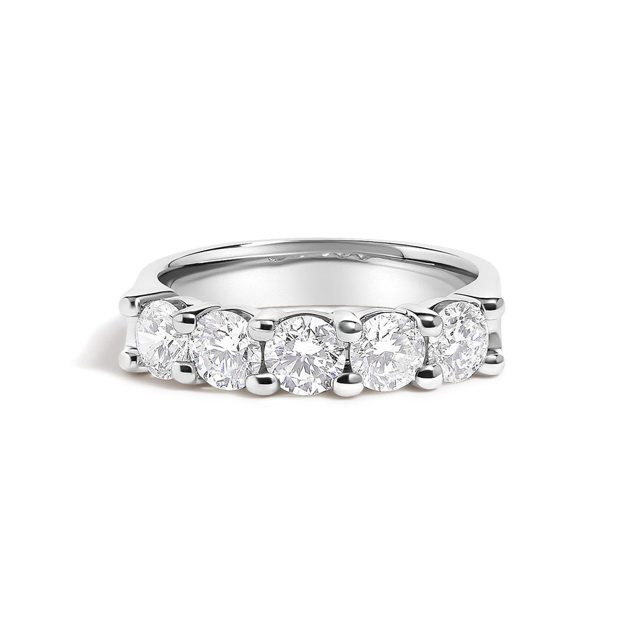 14K White Gold 1 1/2 Cttw Diamond 5 Stone Band Ring