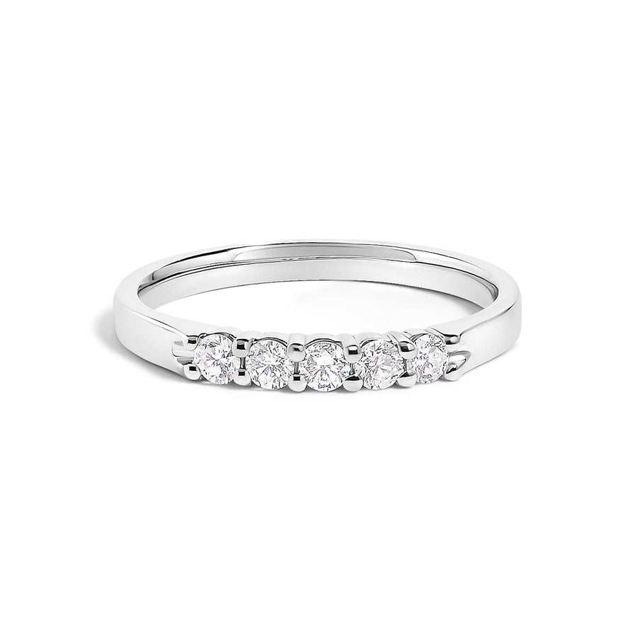 14K White Gold 1/4 Cttw  Diamond 5 Stone Band Ring