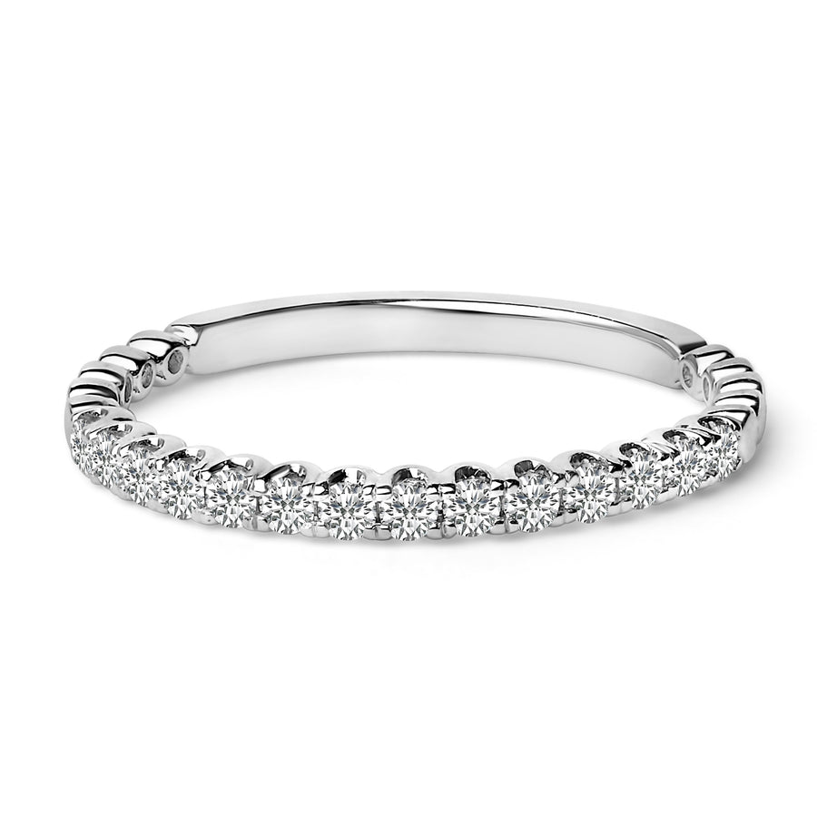 14K White Gold 1/4 Cttw Round Diamond Prong Set Wedding Band