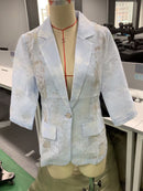 Jacquard Cropped-sleeve Blazer For Women