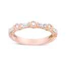 14K Rose Gold 3/8 Cttw Baguette and Round Diamond Bridal Band - (H-I Color, VS1-VS2 Clarity) - Size 6.75