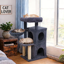 33.5 Inch Cute Kitten Tower with 2-Tier Condo and Padded Top Perch