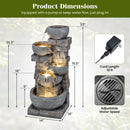 33" H Outdoor Water Fountain with LED Lights for Patio