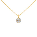 14K Yellow Gold 2.00 Cttw Brilliant Round-Cut Diamond 7 Stone Flower Cluster 18" Pendant Necklace (H-I Color, SI2-I1 Clarity)