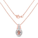 14K Rose Gold Plated 0.73 Carat Genuine Morganite & White Topaz .925 Sterling Silver Pendant