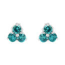 14KT White Gold Treated Blue Diamond Trio Stud Earrings (1 1/3 cttw, Blue)